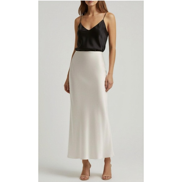 Favorite Daughter Dresses & Skirts - FAVORITE DAUGHTER High Rise Silky Satin Midi Favorite Skirt, Ivory, Small
